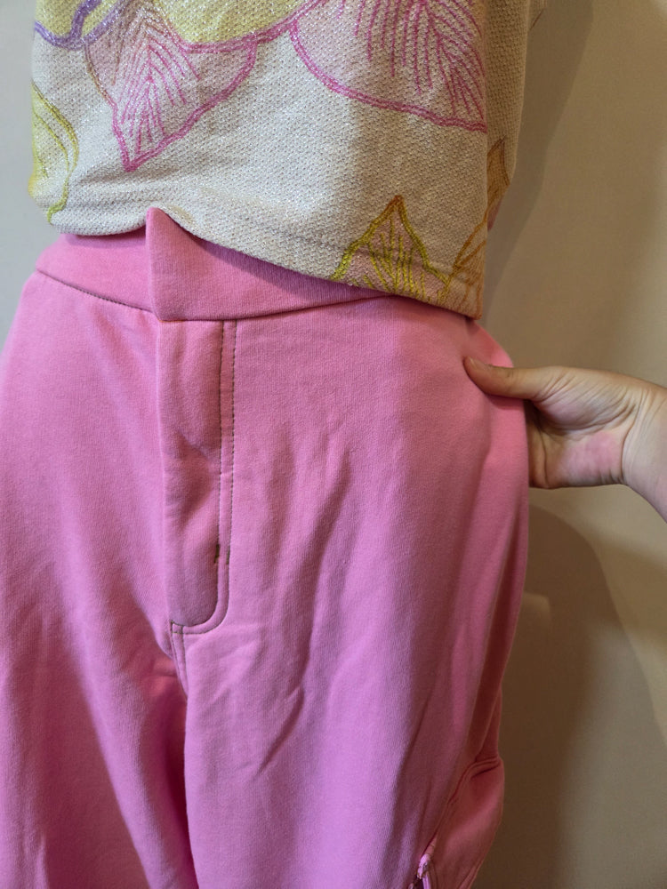 Calça Farm Moletom Rosa Modelo Cenoura