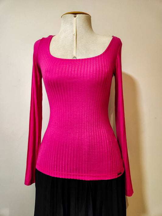 Blusinha Dzarm Pink Canelada de Manga Comprida