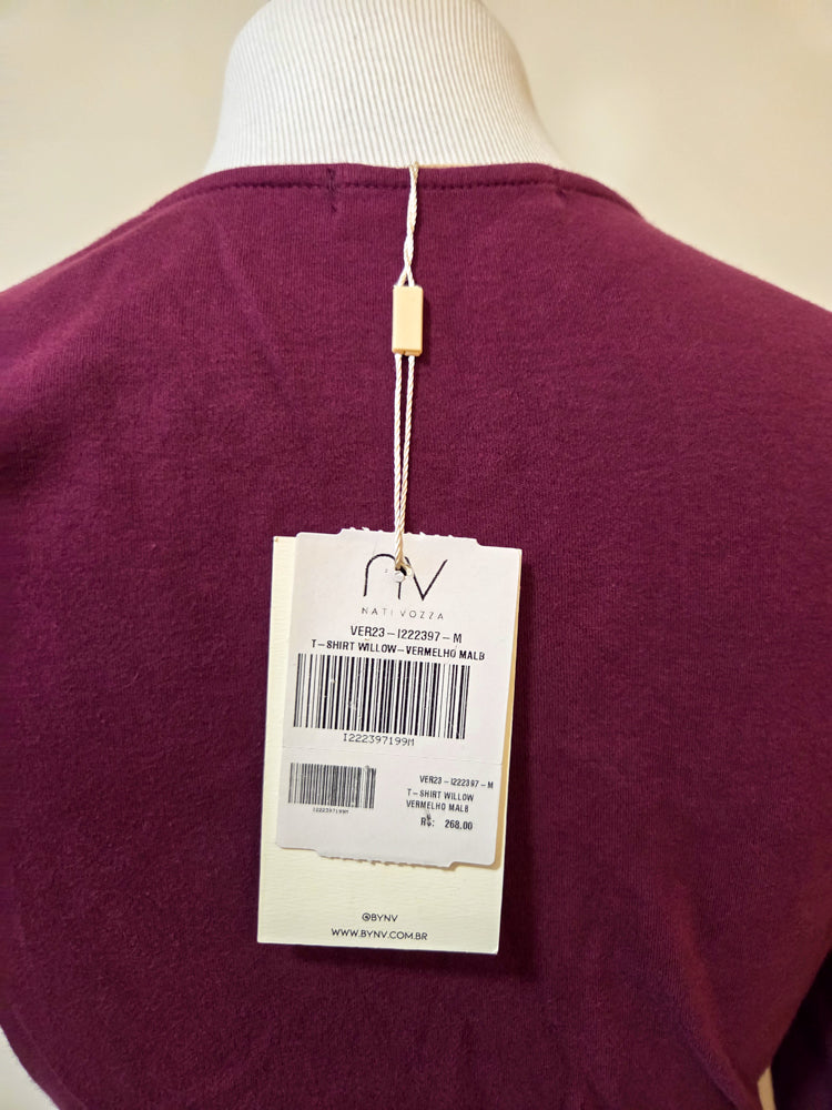 Blusinha Nati Vozza Vinho Manga Longa com Torção Frontal