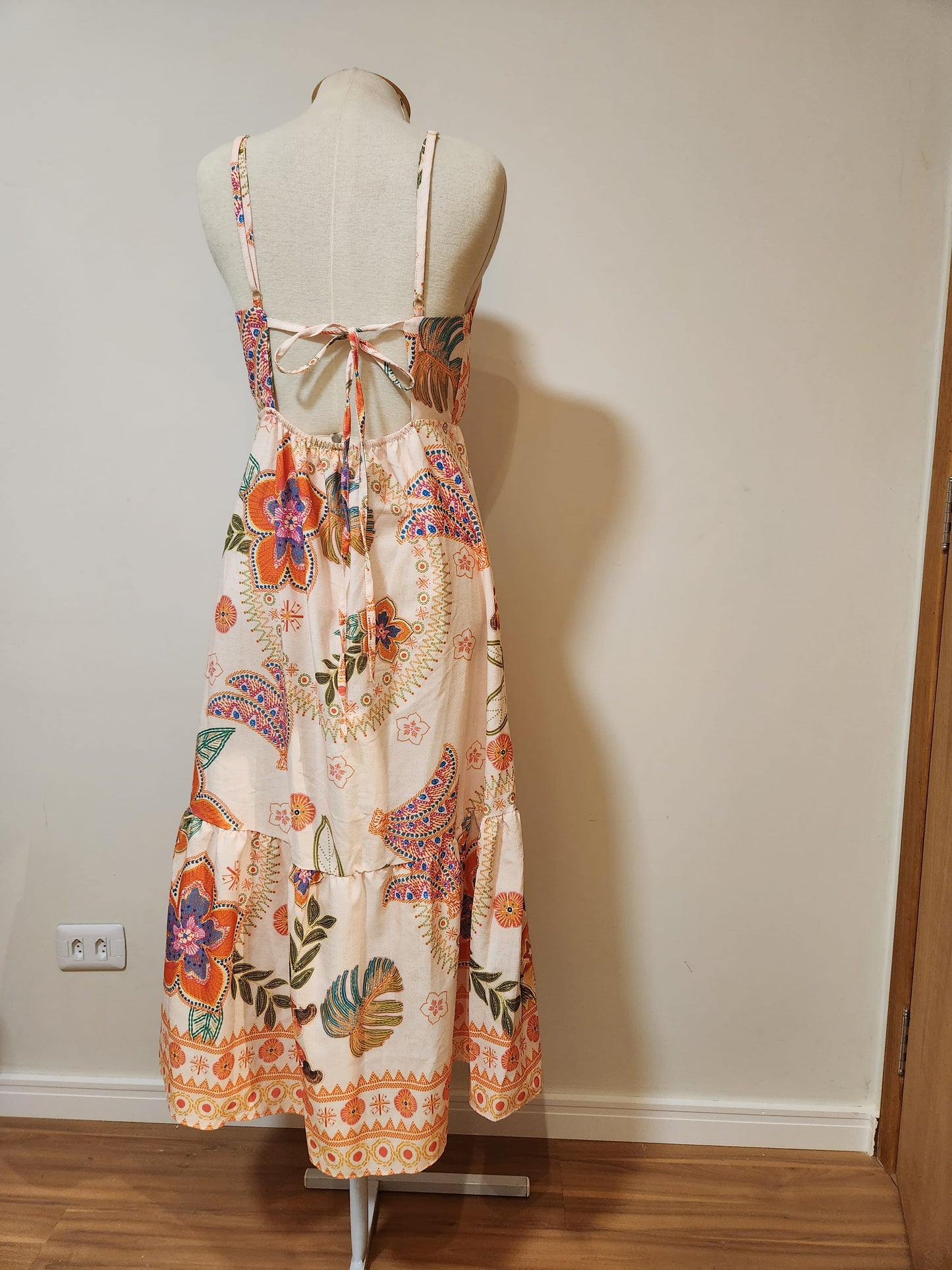 Vestido Chris Ms Floral Longo Off White