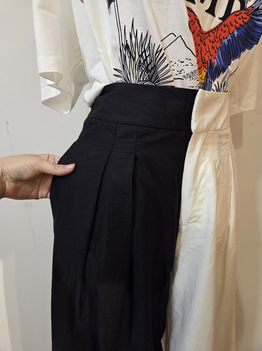 Calça Farm Pantalona Bicolor Preto e Branco