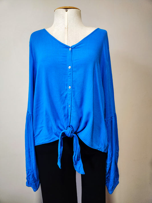 Blusinha Azul Nova Manga Comprida