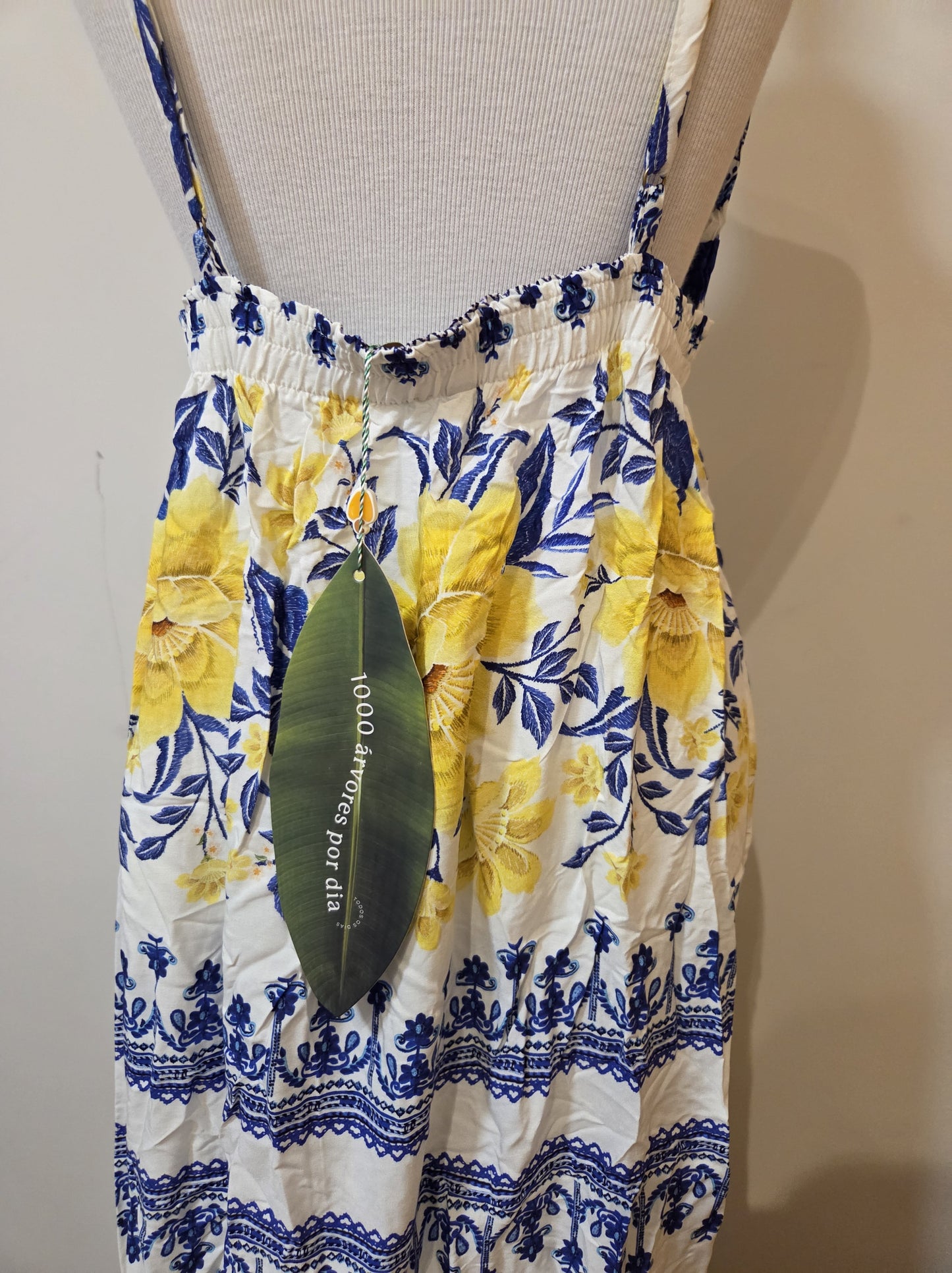 Vestido Farm Floral Amarelo com Azul