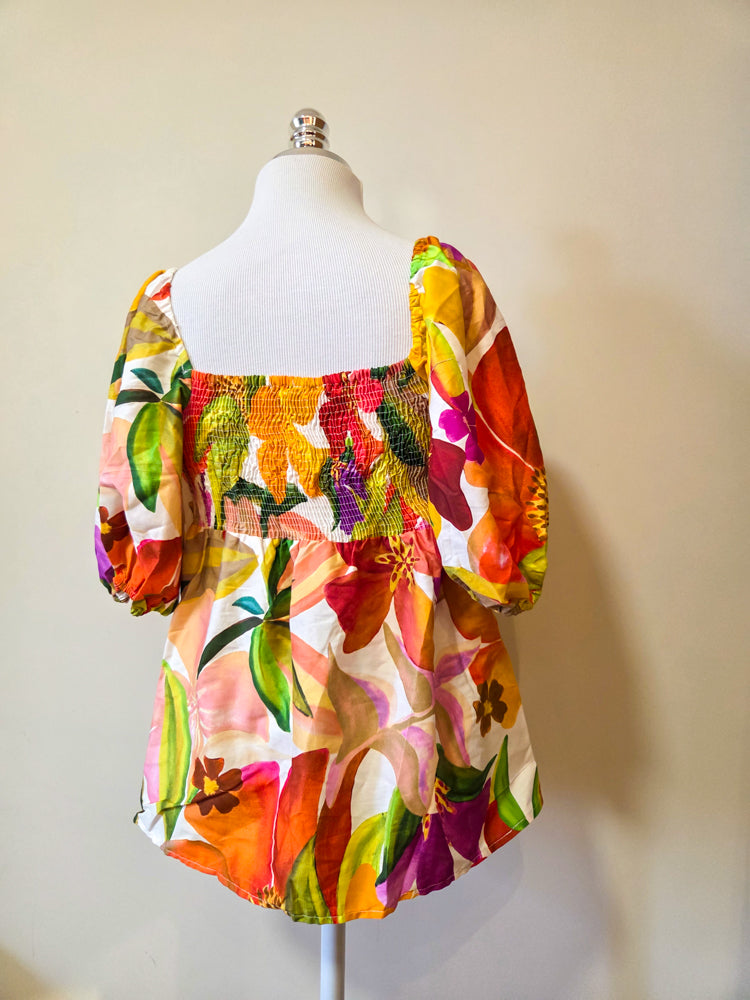 Blusinha Farm Floral com Amarração Frontal