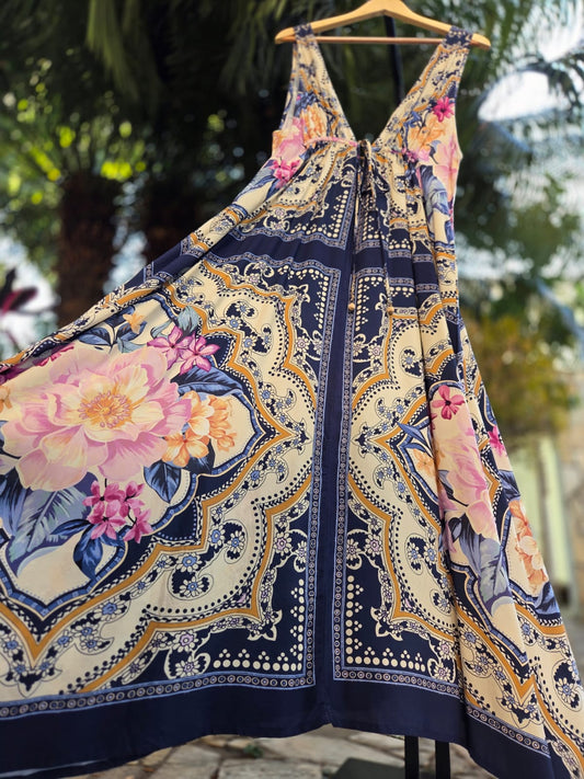 Vestido Farm Lenço Floral Pontas