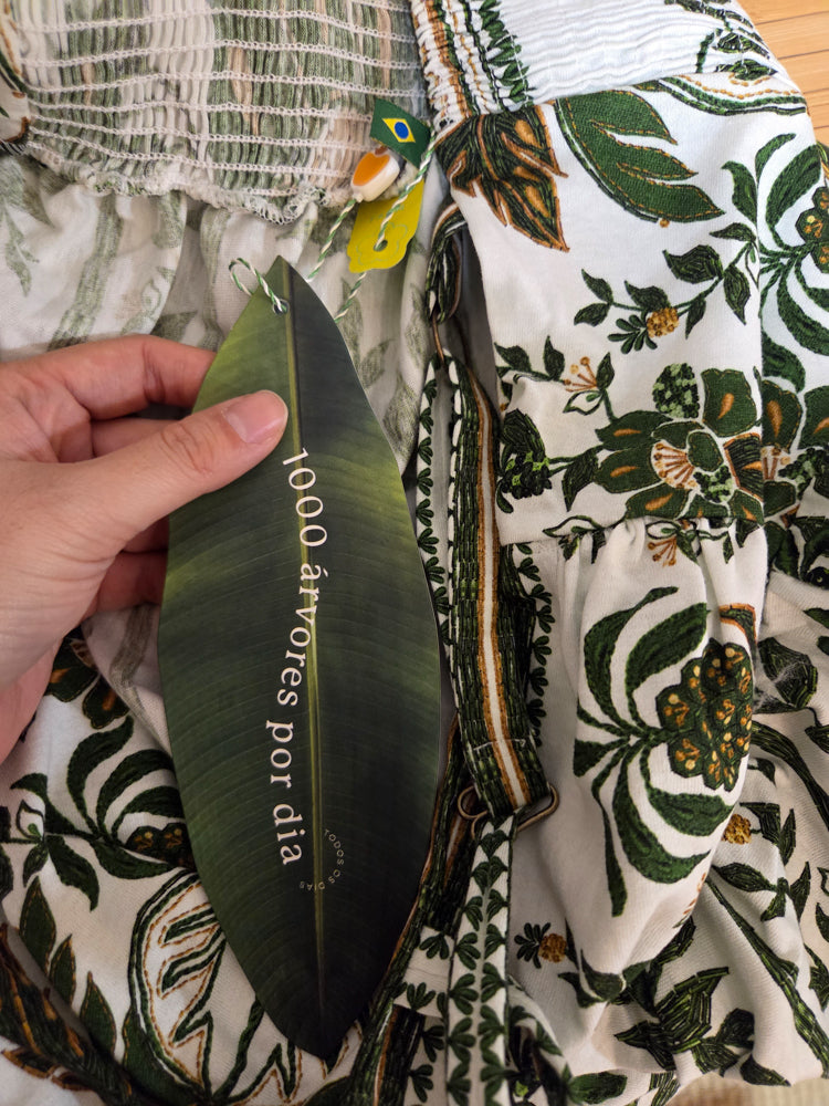 Vestido Farm Floral Verde com Off White