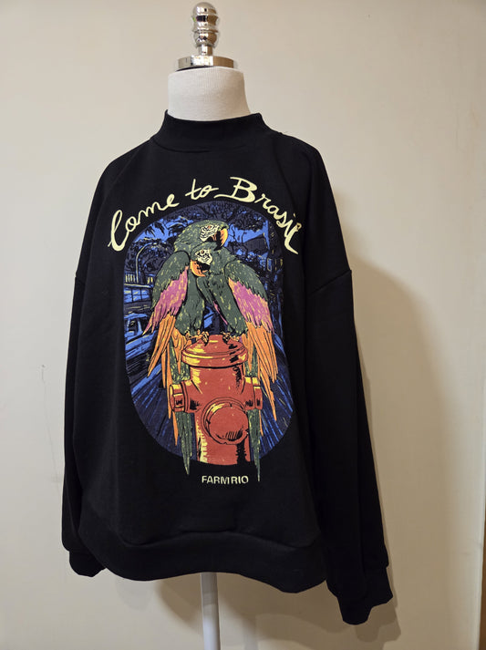 Moletom Farmrio Come to Brasil fundo Preto
