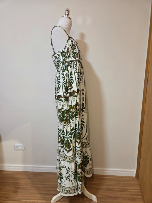 Vestido Farm Floral Verde com Off White
