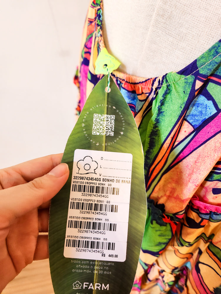 Vestido Farm Bananas Coloridas Frente Única