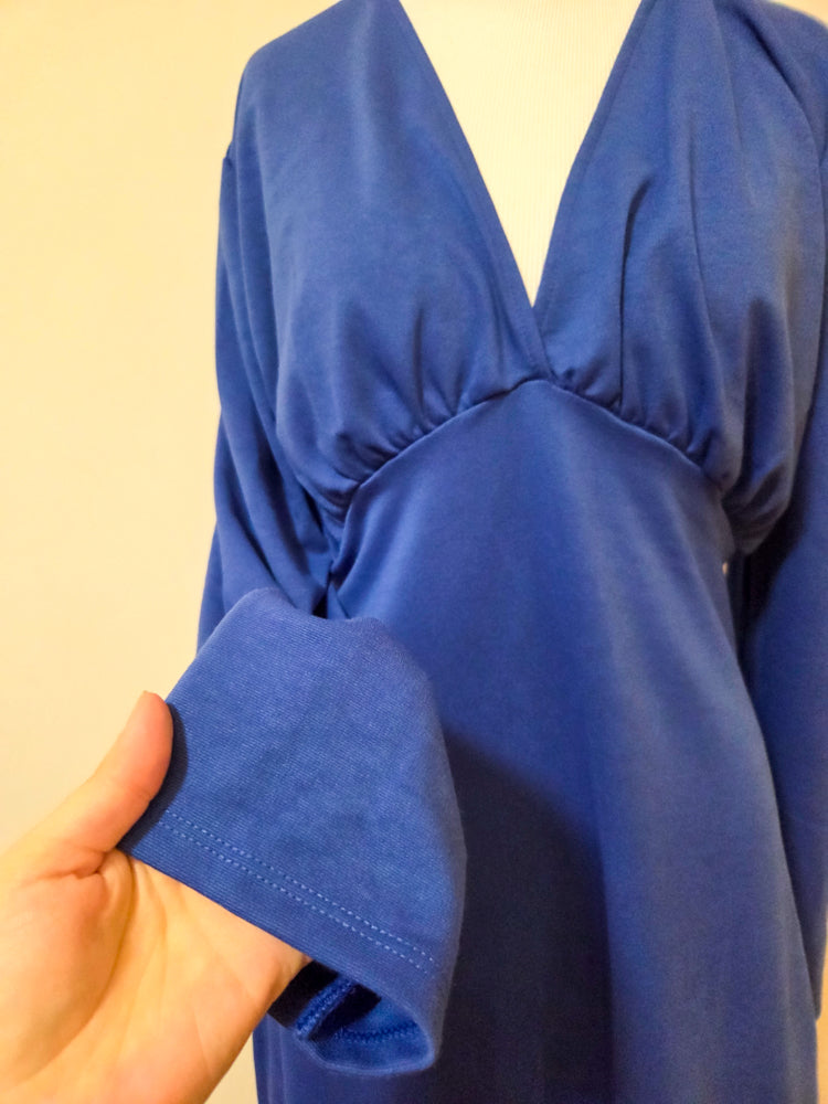 Vestido Fiveblue Curto Azul Liso Manga Longa