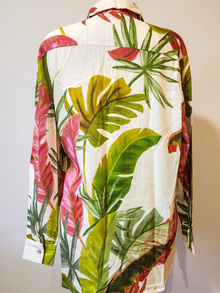 Camisa Farm Folhagens Fundo Cru