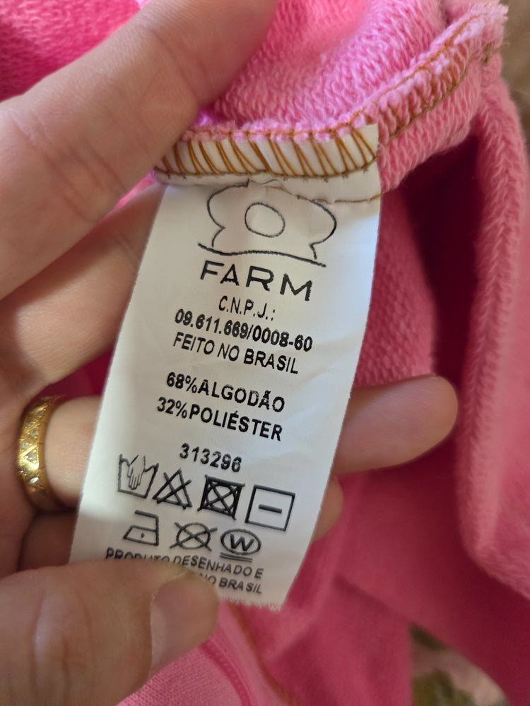 Calça Farm Moletom Rosa Modelo Cenoura