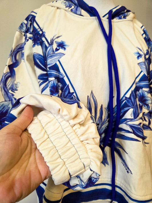 Moletom Farm  Floral Azul Tons de Creme