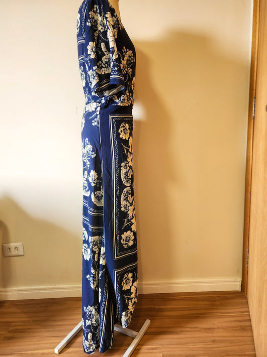 Vestido Farm Azul Floral Envelope