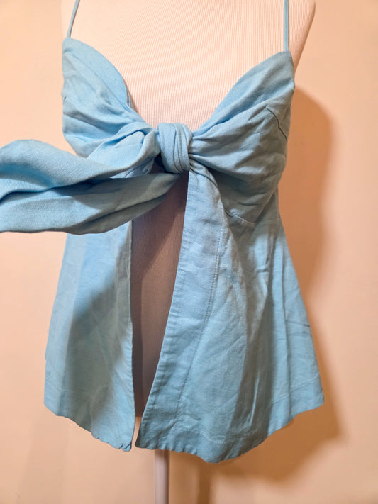 Blusinha Farm Azul Claro Laço Frontal