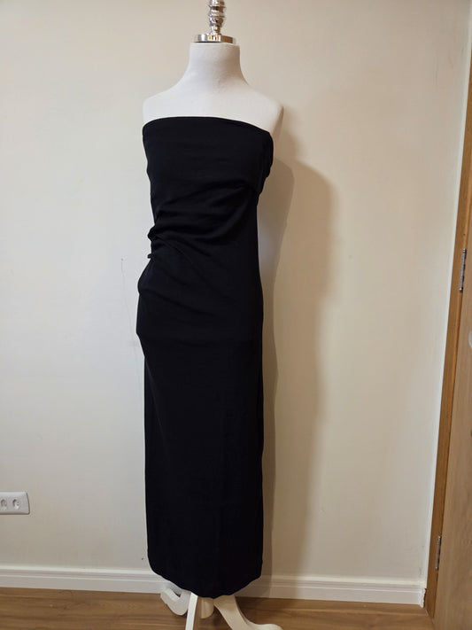 Vestido Farm Longo Tomara que Caia Preto Canelado