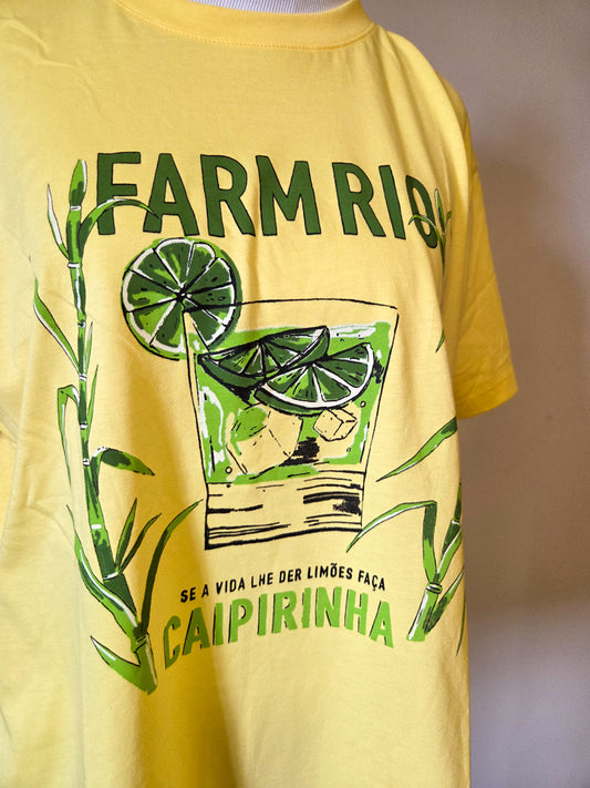 Camiseta Farm Caipirinha Amarela - Se a Vida te Der Limões