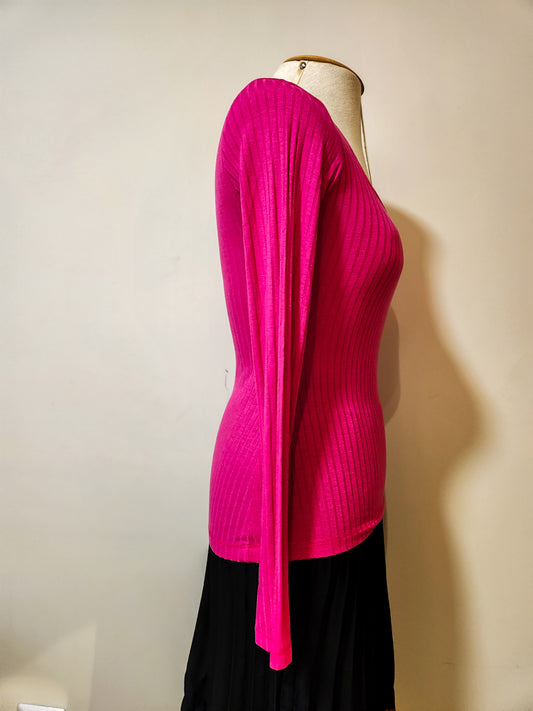 Blusinha Dzarm Pink Canelada de Manga Comprida