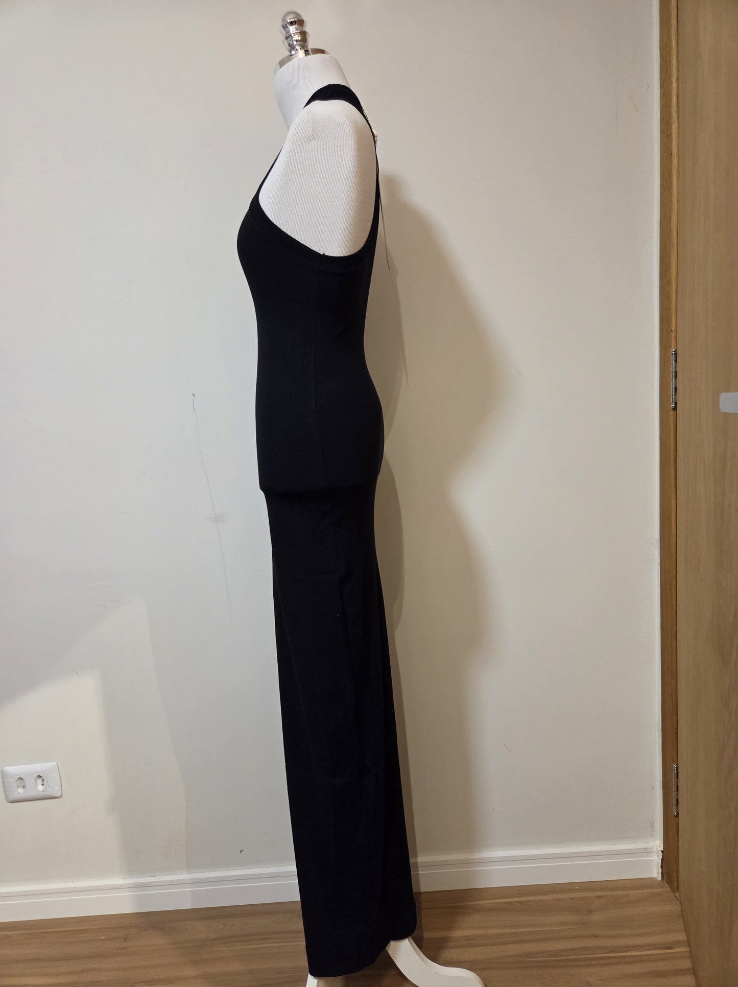 Vestido Farm Rio Preta com Estampa de Passarinho e Bordado