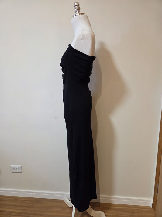 Vestido Farm Longo Tomara que Caia Preto Canelado