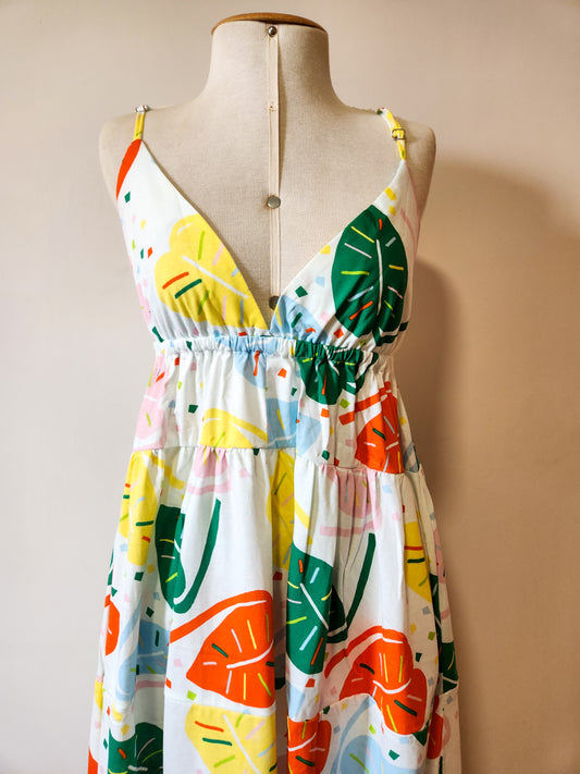 Vestido Farm Midi Folhagens Coloridas