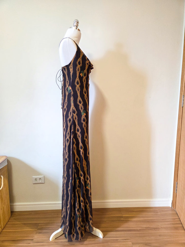 Vestido Farm Longo Tule Correntes Douradas