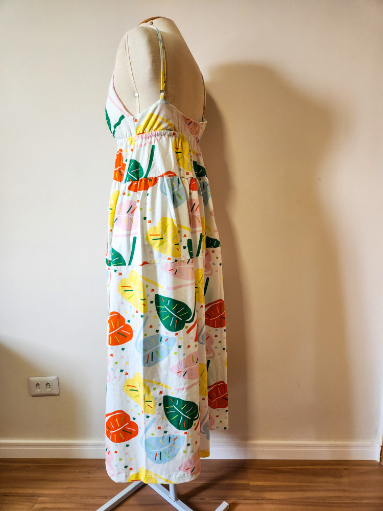 Vestido Farm Midi Folhagens Coloridas