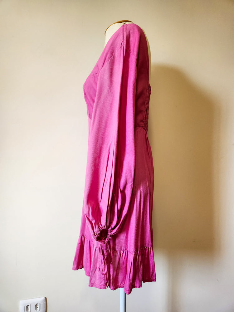 Vestido Mercatto Rosa Liso Manga Longa