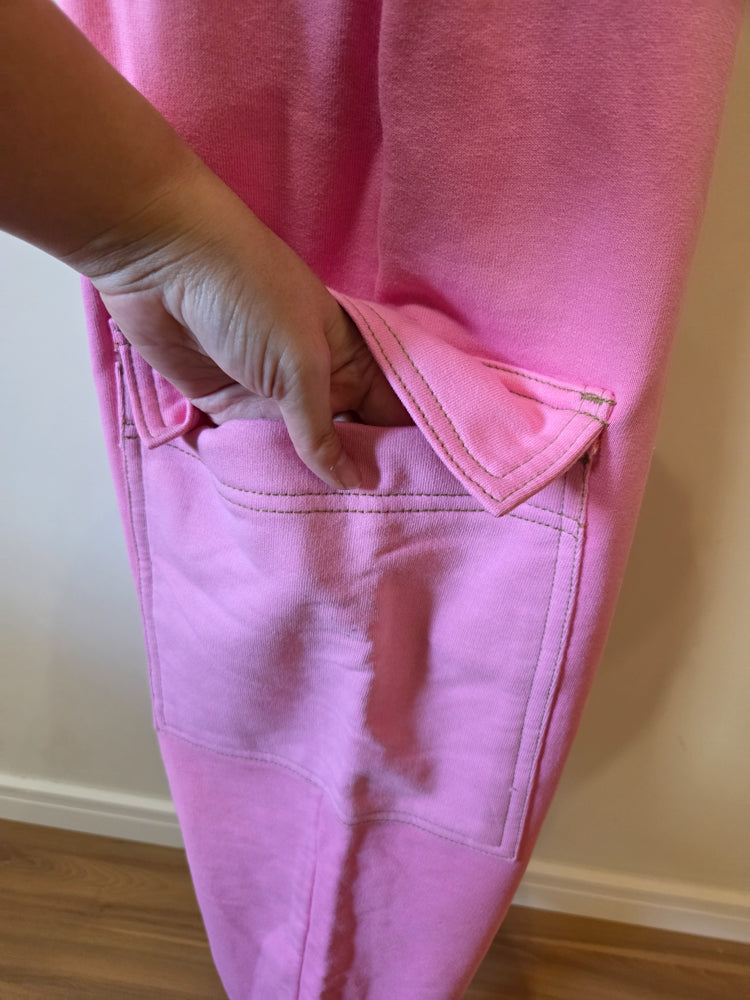 Calça Farm Moletom Rosa Modelo Cenoura