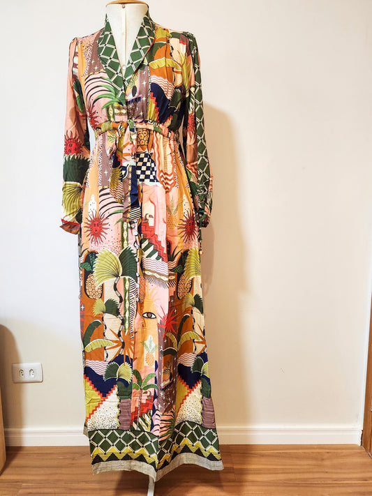 Vestido Farm Manga Longa Cidade Mística