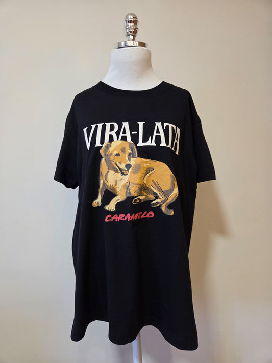 Camiseta Farm Caramelo Vira Lata Fundo Preto