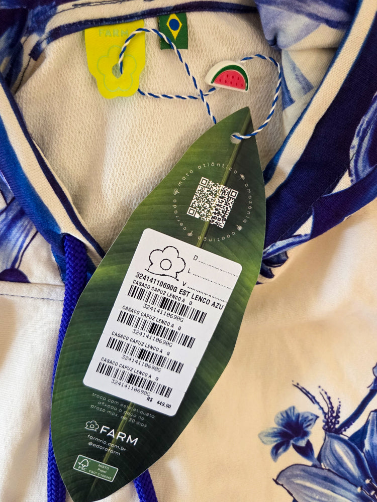 Moletom Farm  Floral Azul Tons de Creme