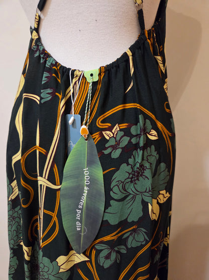 Vestido Farm Floral Verde em Viscose