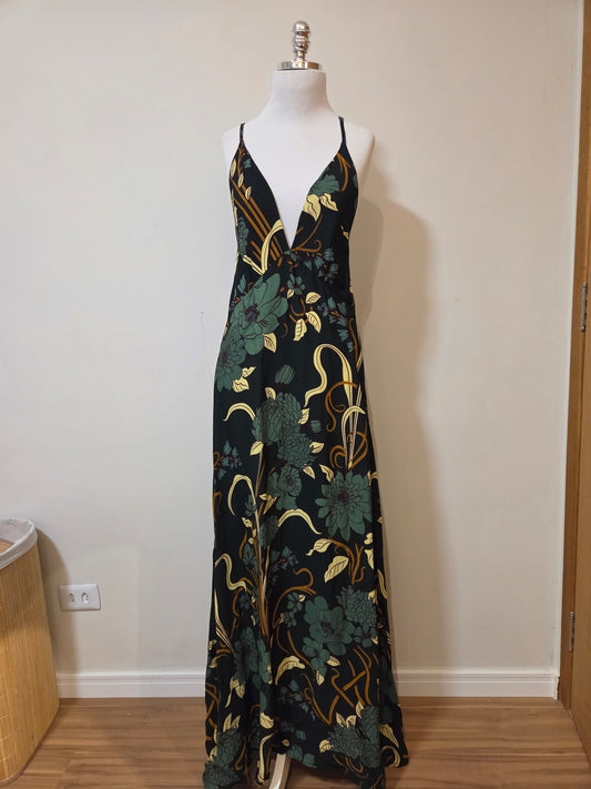 Vestido Farm Floral Verde em Viscose