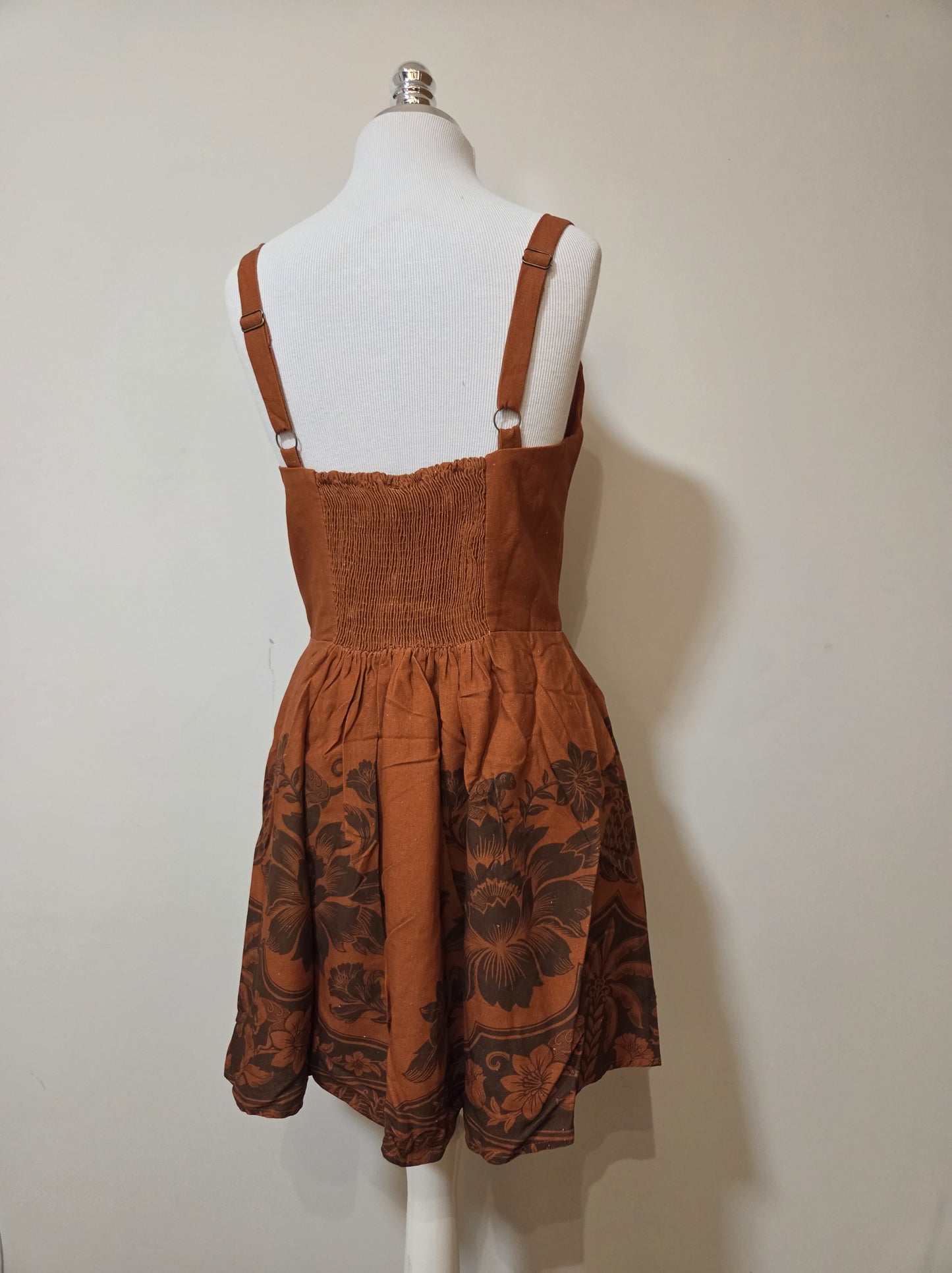 Vestido Farm Curto Terracota Floral