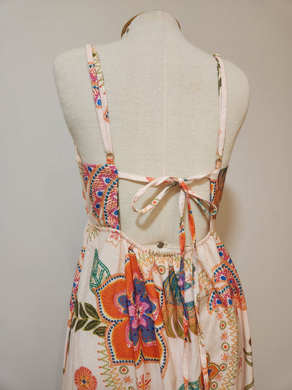 Vestido Chris Ms Floral Longo Off White