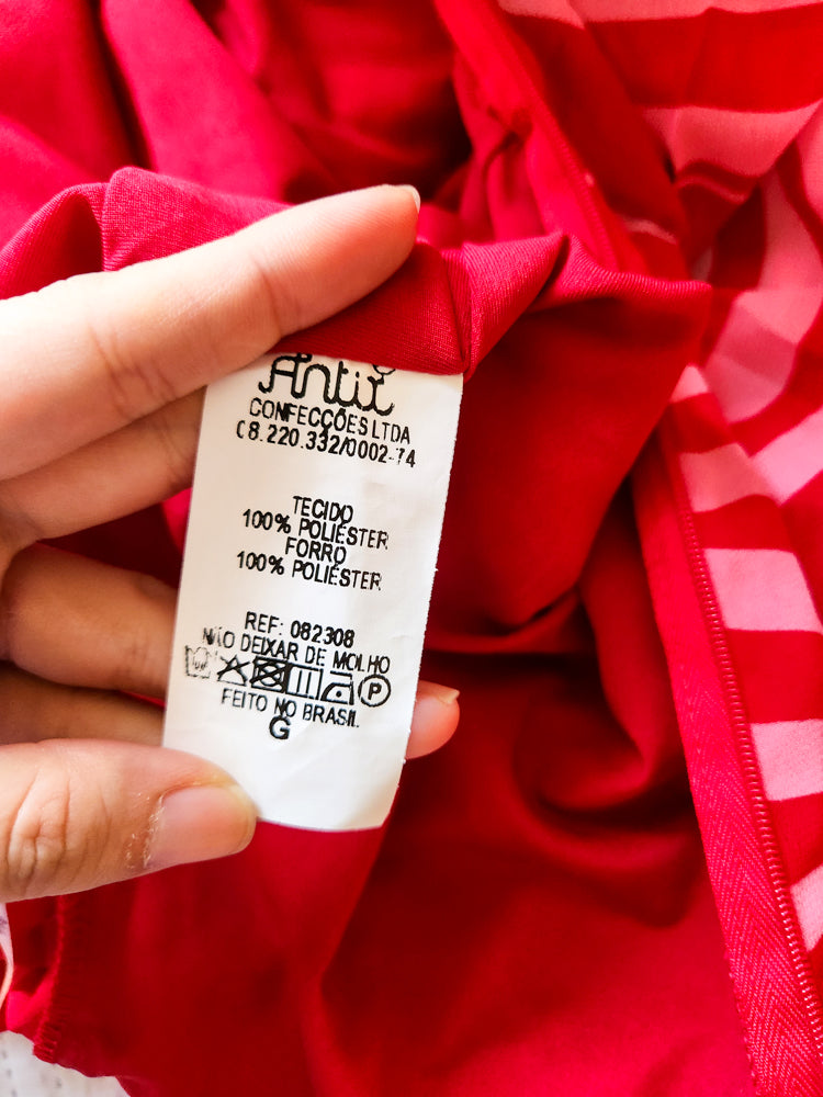 Vestido Antix Midi Bagatelie Rosa e Vermelho