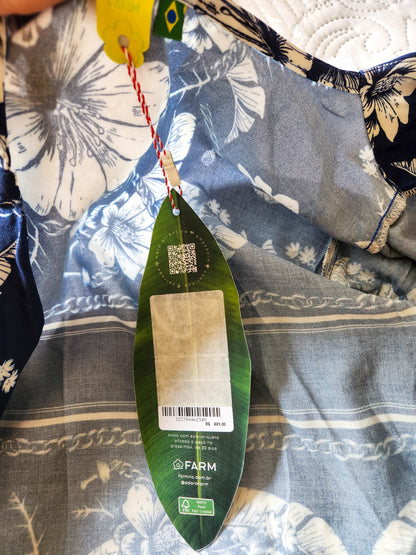 Vestido Farm Azul Floral Envelope