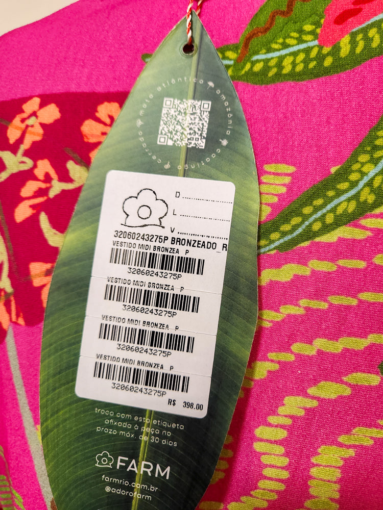 Vestido Farm Bronzeado Rosa Gandaia