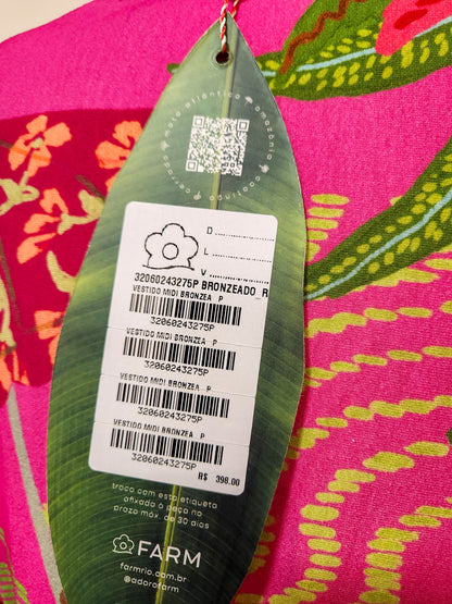 Vestido Farm Bronzeado Rosa Gandaia