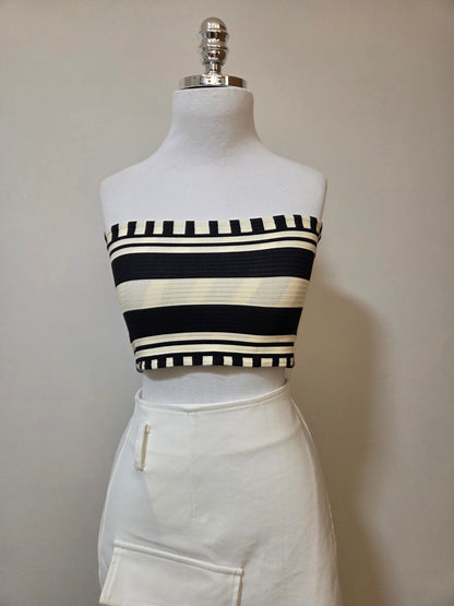 Top Farm Listra Tropical Preto e Off - Dupla Face