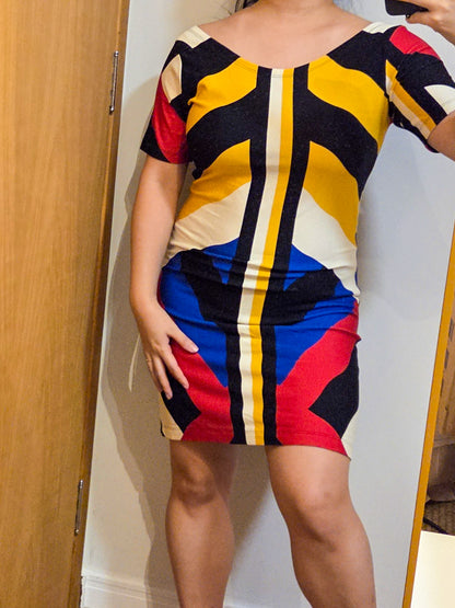 Vestido Farm Curto Estampa Formas Coloridas