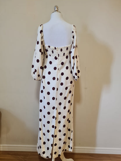 Vestido Farm Cropped Poá Marrom