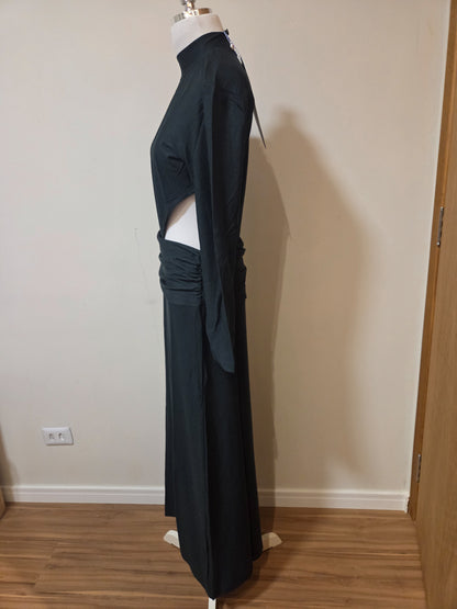 Vestido Farm Manga Comprida Verde Escuro Liso