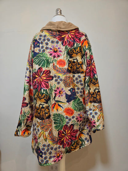 Casaco Dupla Face Floral e Nude Soft