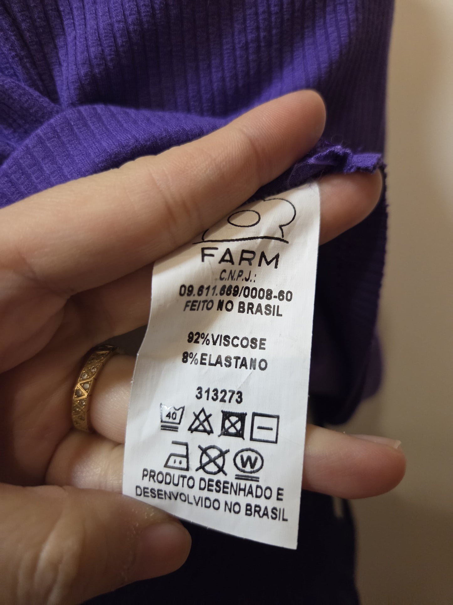 Regata Farm Básica Roxo Liso Canelada