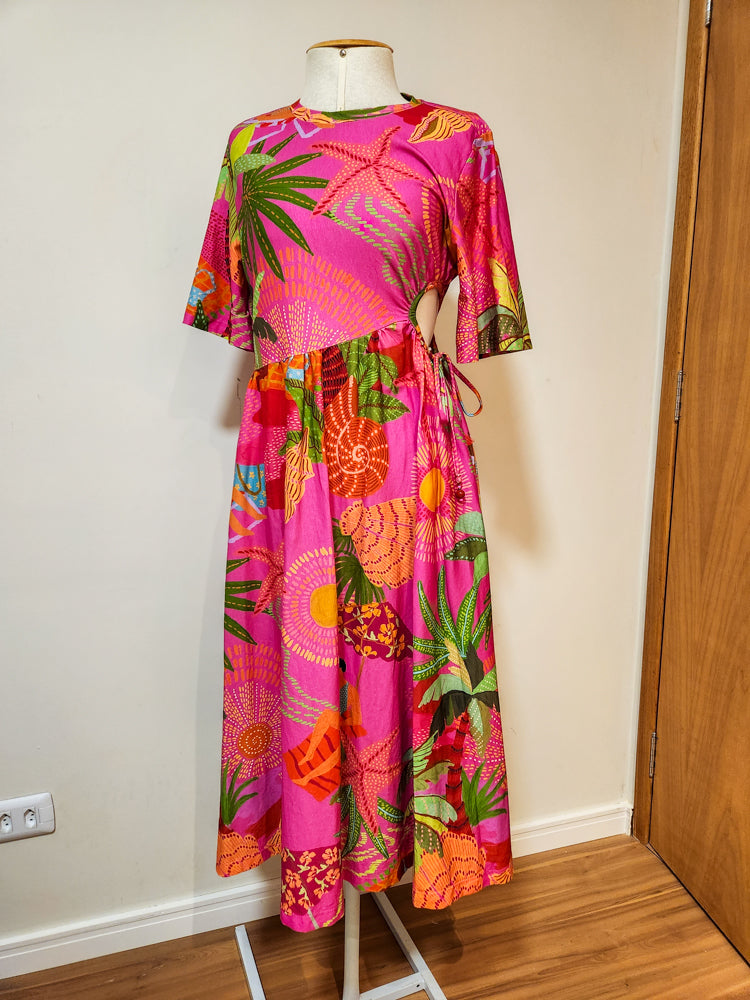 Vestido Farm Bronzeado Rosa Gandaia