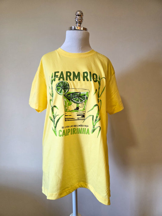 Camiseta Farm Caipirinha Amarela - Se a Vida te Der Limões