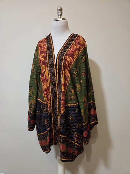 Kimono Farm Floral com Fios Dourados Ayla