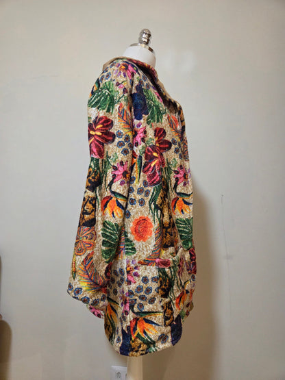 Casaco Dupla Face Floral e Nude Soft